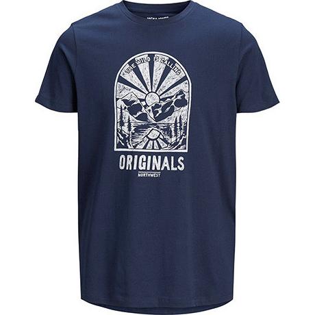 20191119105059 Jack Jones 12165096 Navy Blazer JACK & JONES JORBENNI TEE SS CREW NECK PS - 12165096 NAVY BLAZER - Image 1