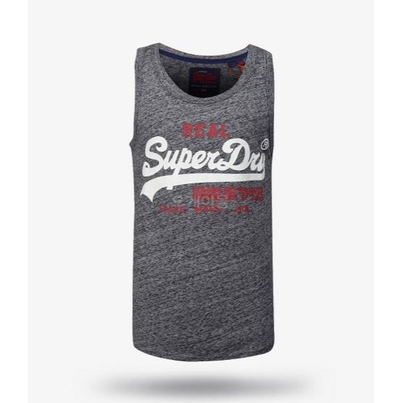 5054126519064 SUPERDRY TANK TOP VINTAGE LOGO TRI-COLOUR ENTRY VEST - M60KA011-JZW DARK MARL JASPE - Image 1