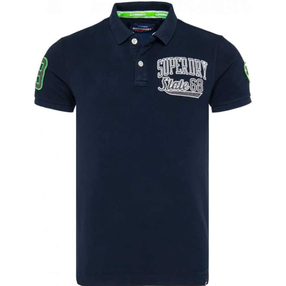 5057842086636 SUPERDRY CLASSIC SUPERSTATE PIQUE POLO S/S - M11008ET-60H MIDNIGHT - Image 1