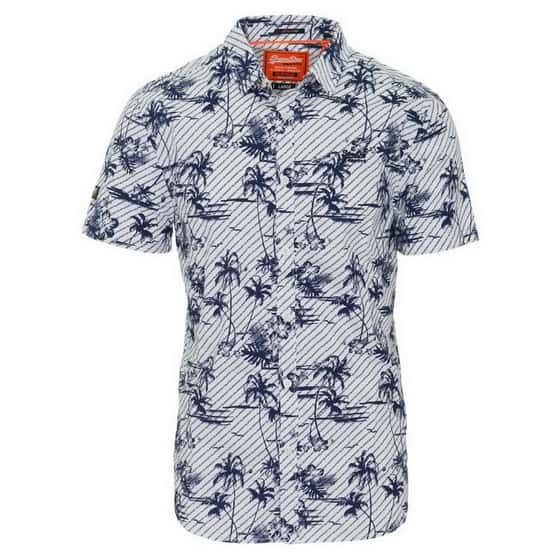 5057842154755 SUPERDRY SHIRT S/S INTERNATIONAL VACATION SHI - M40103KT-Y2N WHITE HIBISCUS - Image 1