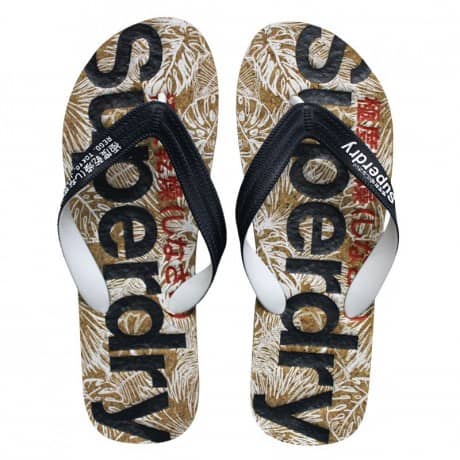5057842173817 SUPERDRY PRINTED CORK FLIP FLOP - MF3104ET-W2Q SALUTE NAVY HIGH RISK RED CORK - Image 1