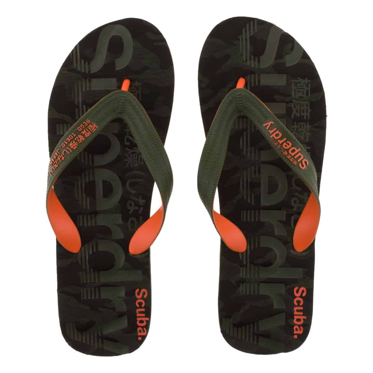 5057842174296 SUPERDRY SCUBA GRIT FLIP FLOP - MF3106ET-X2B KHAKI CAMO ORANGE - Image 1