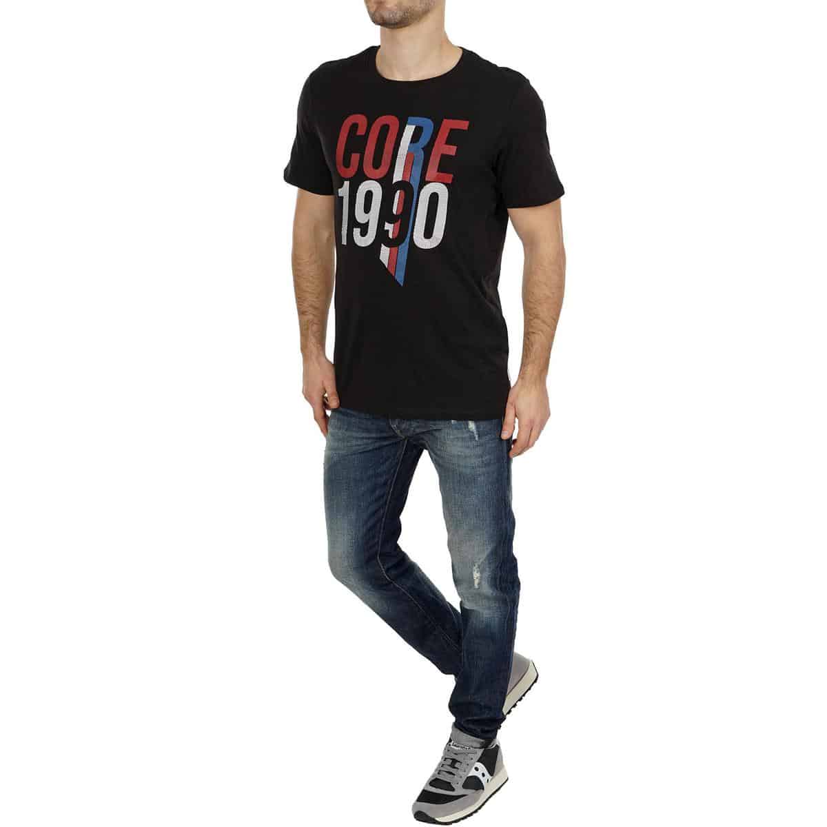 5713748838013 JACK & JONES JCOEARTH TEE SS CREW NECK - 12143129 BLACK - Image 1