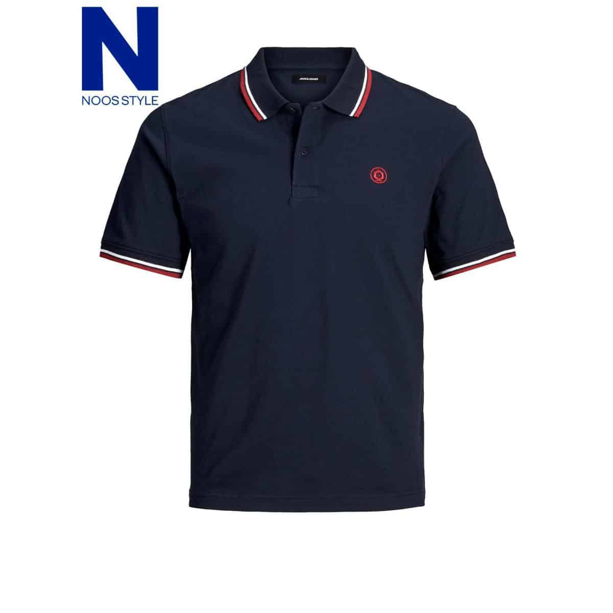Jj 12165254 Front2 JACK & JONES JJENOAH POLO SS NOOS - 12165254 NAVY BLAZER - Image 1