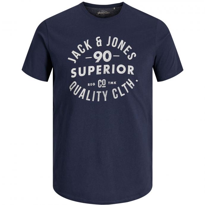 M1 12158413 Navyblazer Pic1 JACK & JONES JJEJEANS PRINT TEE SS CREW NECK NOOS PS - 12158413 NAVY BLAZER - Image 1