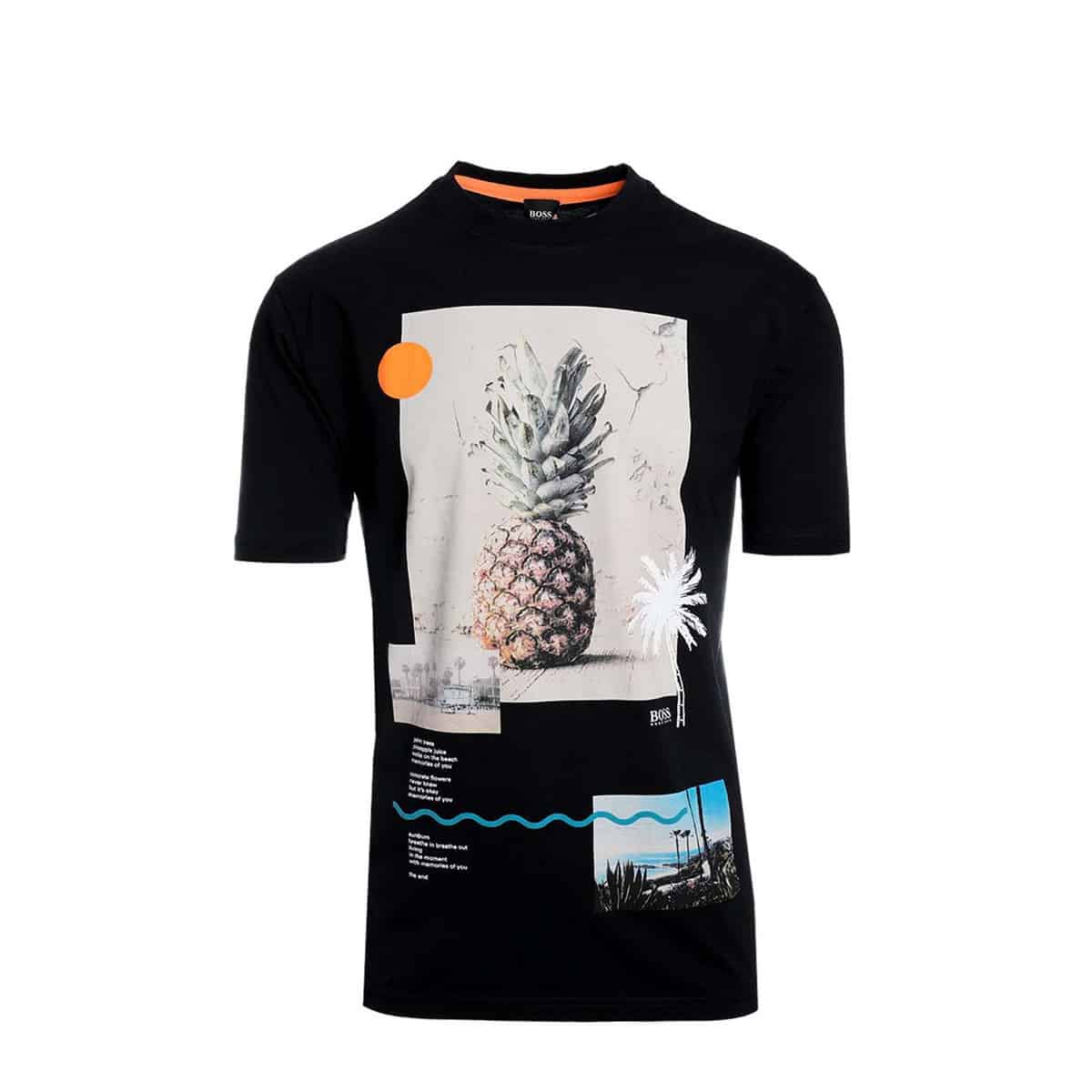 HUGO BOSS BLACK PINEAPPLE BEACH LOGO TEE HUGO BOSS T-SHIRT S/S TEECHER 3 - 50405565-001 BLACK - Image 1