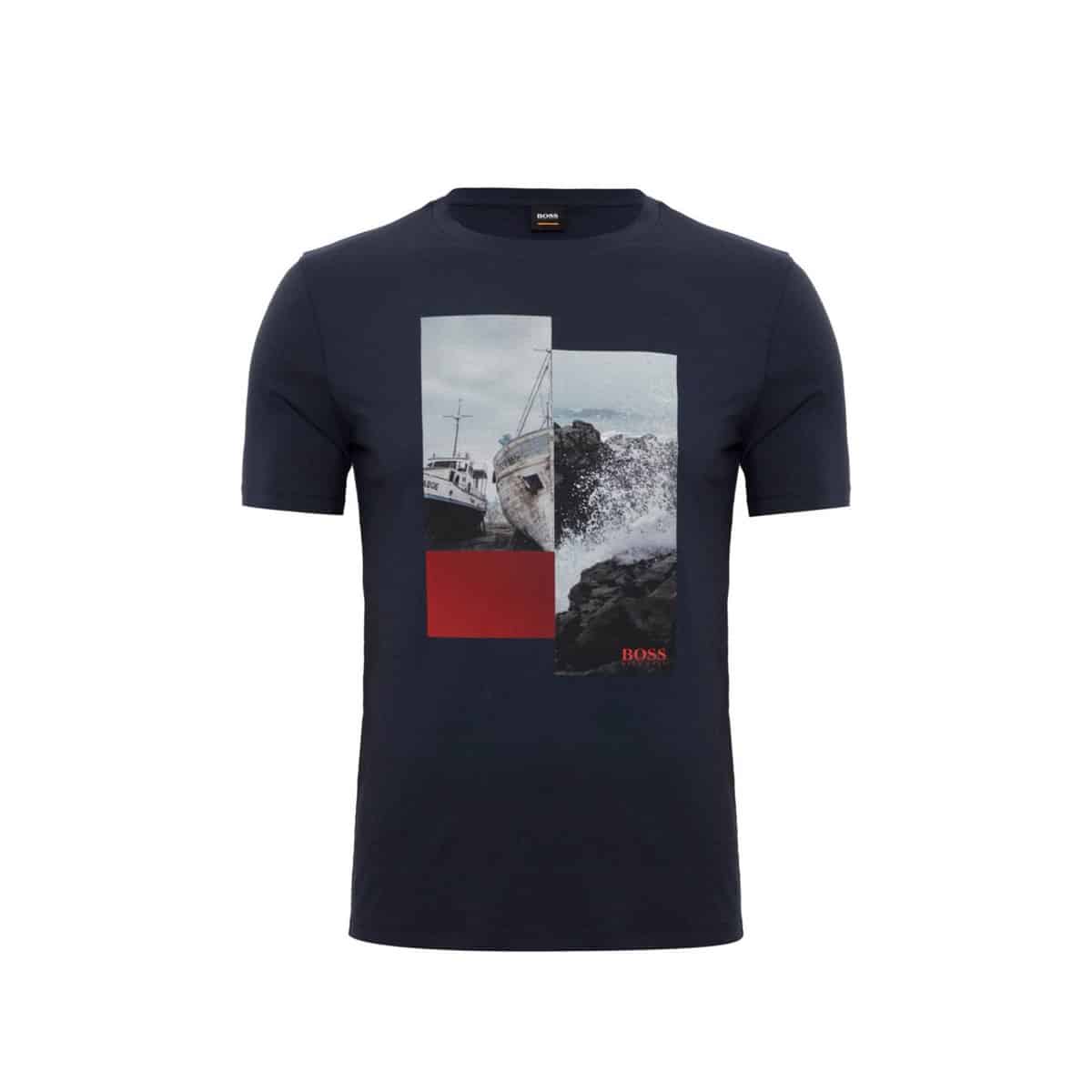 HUGO BOSS NAVY BLUE BOAT OCCEAN TEE HUGO BOSS T-SHIRT S/S TLAX 2 - 50393661-405 NAVY BLUE - Image 1