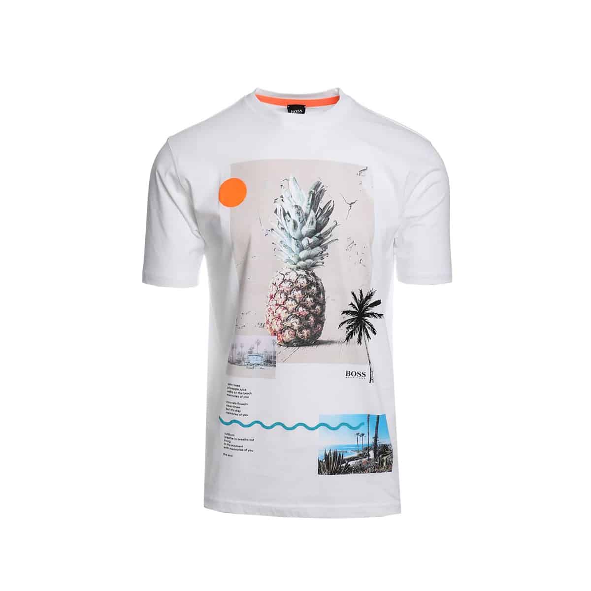HUGO BOSS WHITE PINEAPPLE BEACH LOGO TEE (2) HUGO BOSS T-SHIRT S/S TEECHER 3 - 50405565-100 WHITE - Image 1
