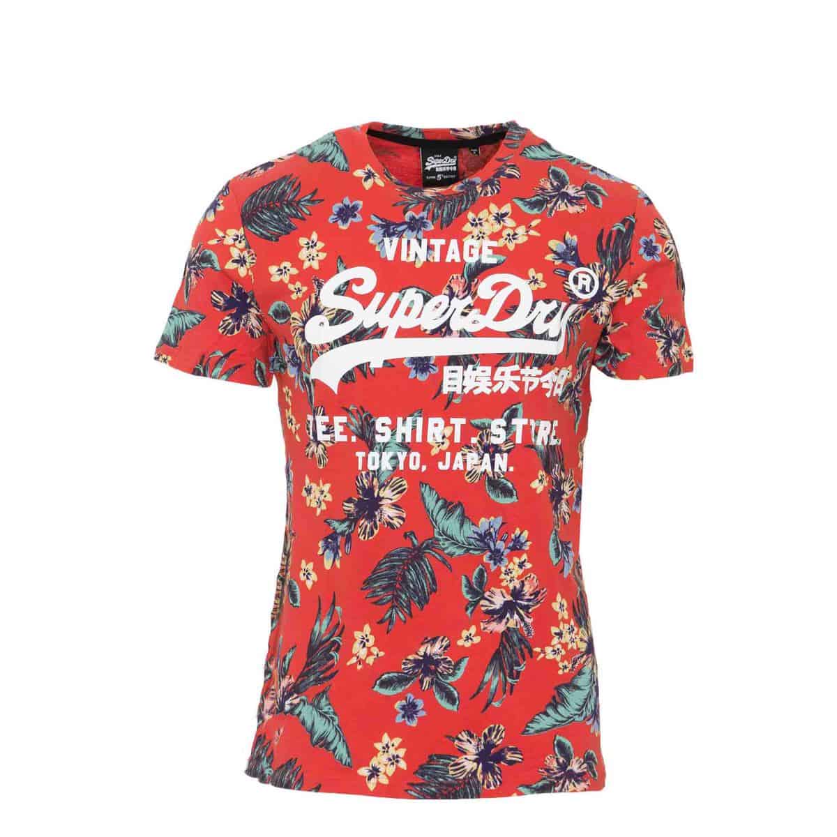 SUPERDRY T SHIRT SUPER 5'S FLORAL M1010106B D5U VINTAGE TROPICAL RED SUPERDRY T-SHIRT SUPER 5'S FLORAL - M1010106B-D5U VINTAGE TROPICAL RED - Image 1