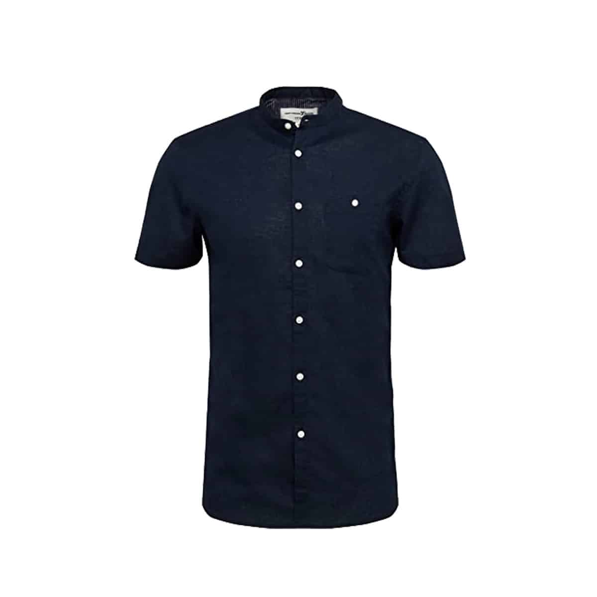 TOM TAILOR SHORT SLEEVE LINEN MIX SHIRT 1017891 10668 SKY CAPTAIN NAVY BLUE TOM TAILOR SHORT SLEEVE LINEN MIX SHIRT - 1017891-10668 SKY CAPTAIN NAVY BLUE - Image 1
