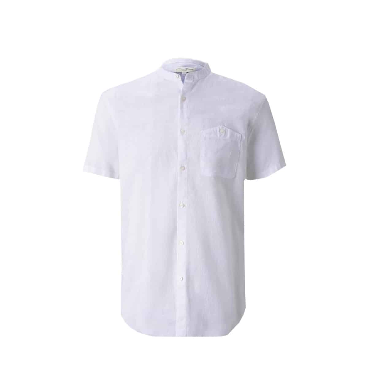TOM TAILOR SHORT SLEEVE LINEN MIX SHIRT 1017891 20000 WHITE TOM TAILOR SHORT SLEEVE LINEN MIX SHIRT - 1017891-20000 WHITE - Image 1