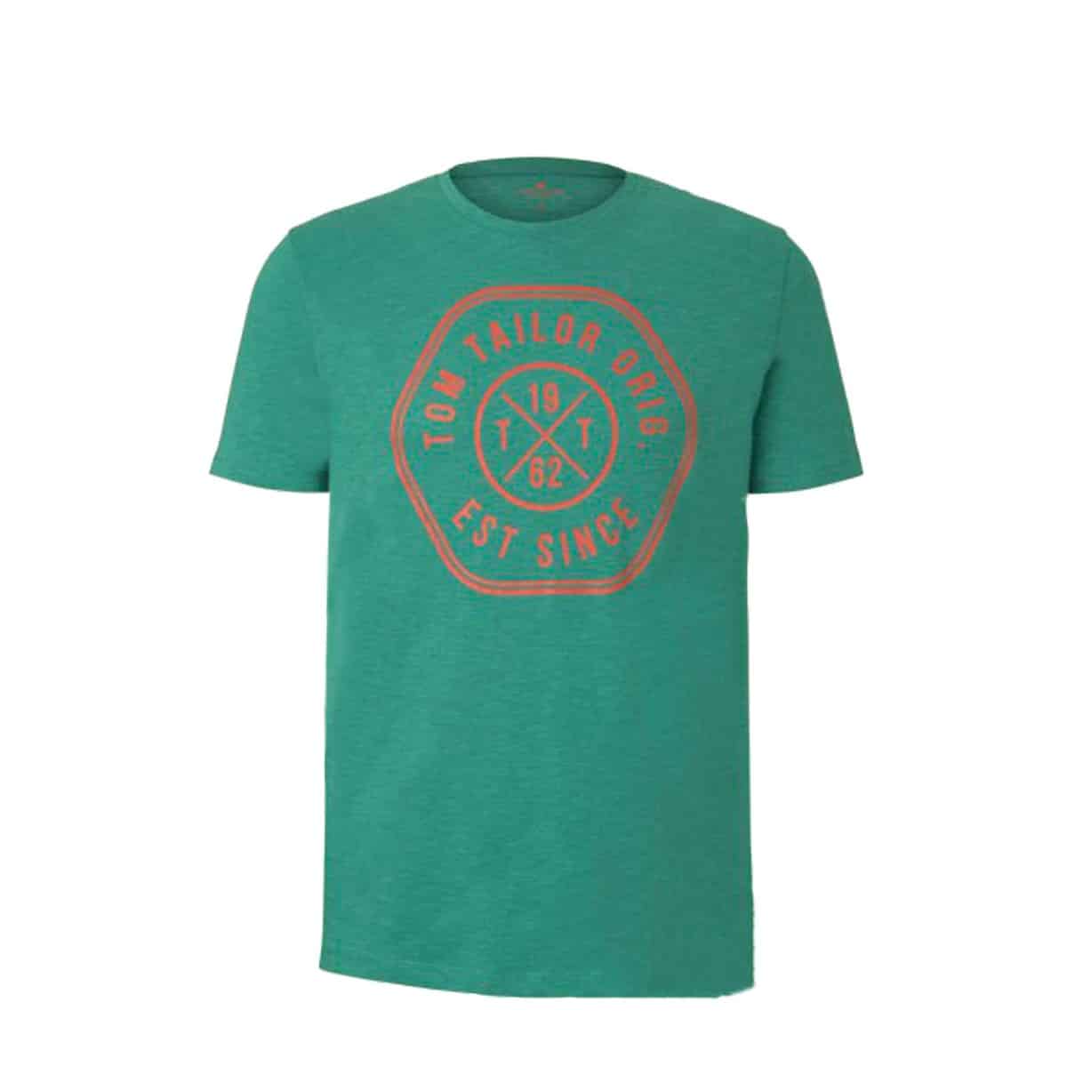 TOM TAILOR SLUB T SHIRT WITH PRINT 1016155 21178 EVERGREEN TOM TAILOR SLUB T-SHIRT WITH PRINT - 1016155-21178 EVERGREEN - Image 1