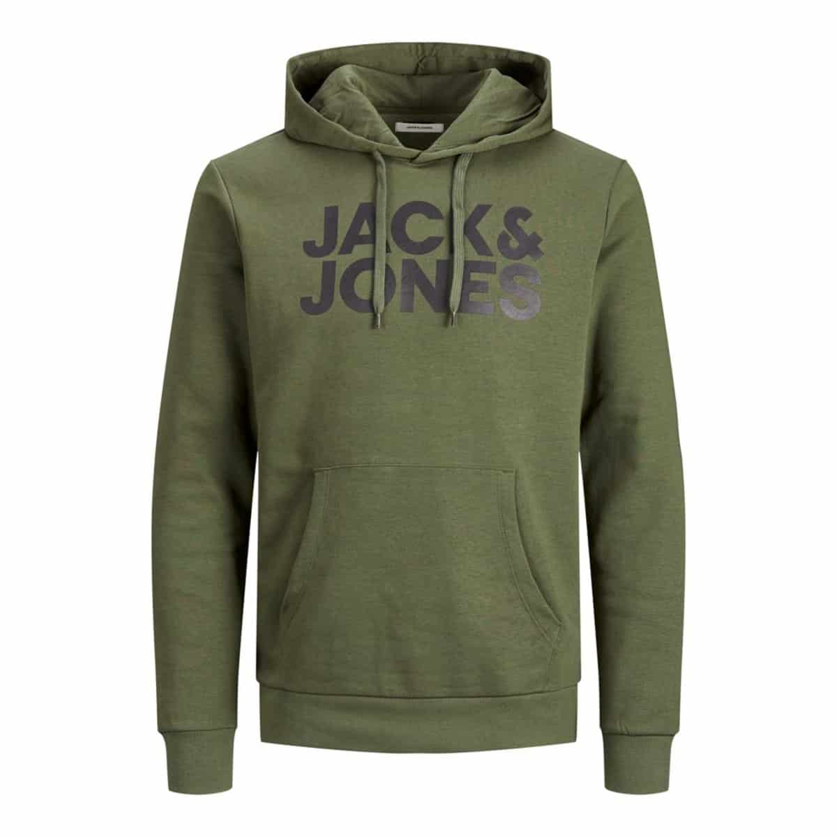 12152840 3151888 Front 1 JACK & JONES JJECORP LOGO SWEAT HOOD NOOS-12152840 OLIVE NIGHT - Image 1
