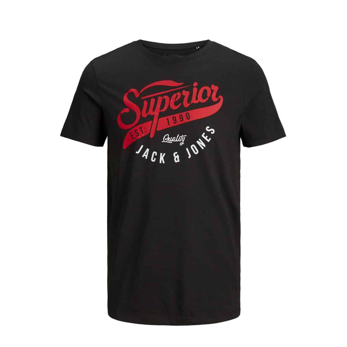 12172368 Black 791480 001 ProductLarge JACK & JONES JJELOGO TEE SS O-NECK 2 COL AW20 NOOS-12172368 BLACK - Image 1