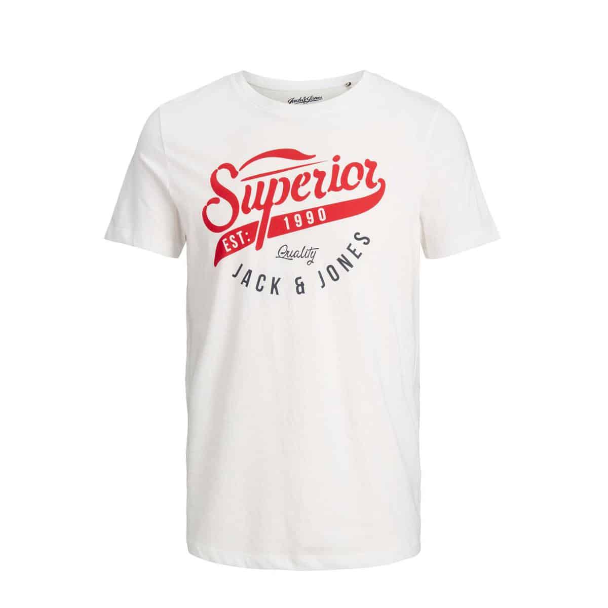 12172368 CloudDancer 791480 001 ProductLarge JACK & JONES JJELOGO TEE SS O-NECK 2COL AW20 NOOS-12172368 CLOUD DANCER - Image 1