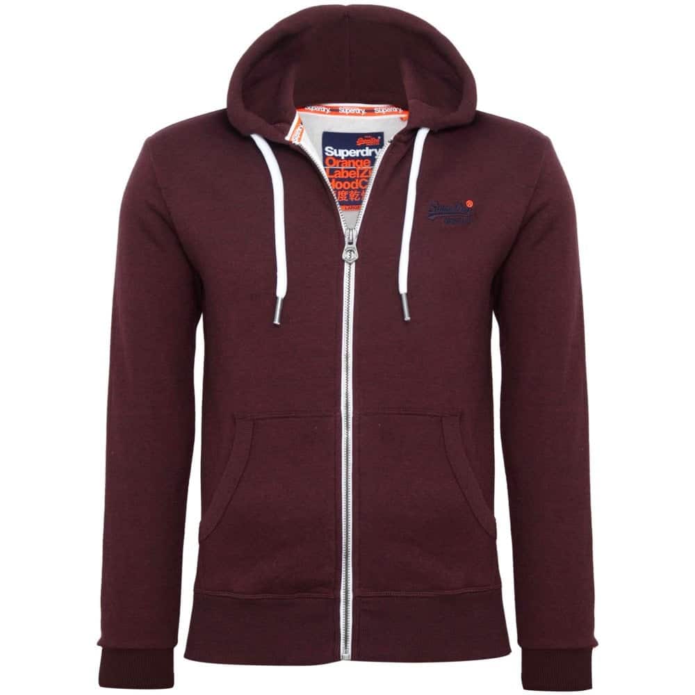 1537858018 98960200 SUPERDRY ORANGE LABEL CLASSIC ZIPHOOD-M2000022A-R6P BUCK BURGUNDY MARL - Image 1
