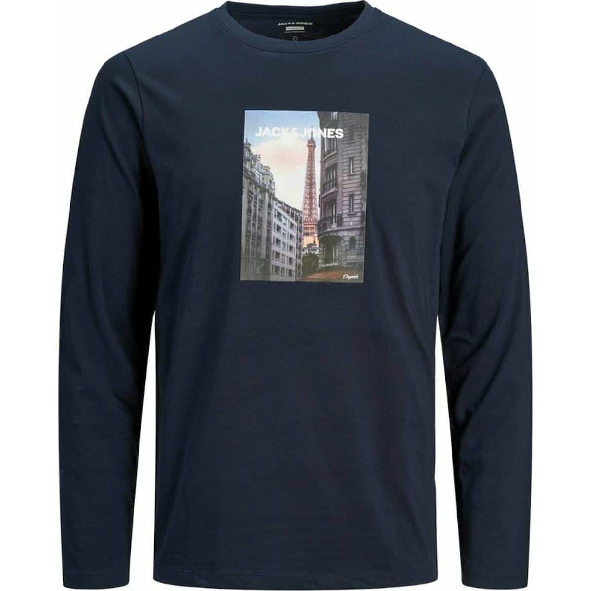 20200807102218 Jack Jones 12175090 Navy Blazer JACK & JONES JJBARISTA TEE LS CREW NECK-12175090 NAVY BLAZER - Image 1