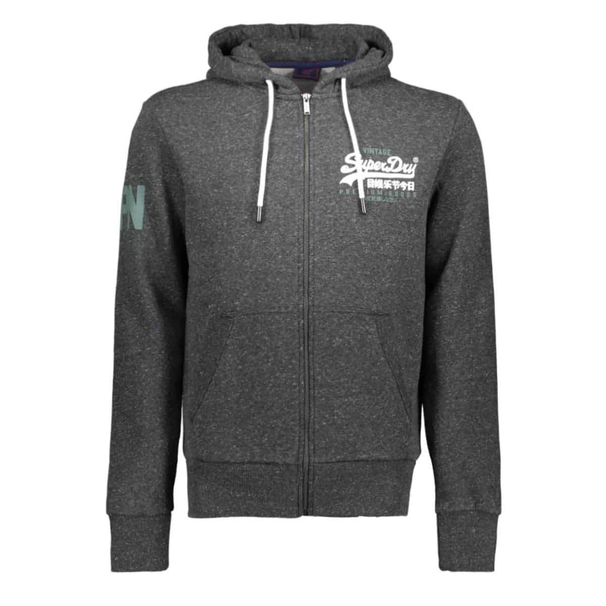 20201035 1 SUPERDRY VL DUO ZIPHOOD BR - M2010441B-3TF BLACK SNOW HEATER - Image 1