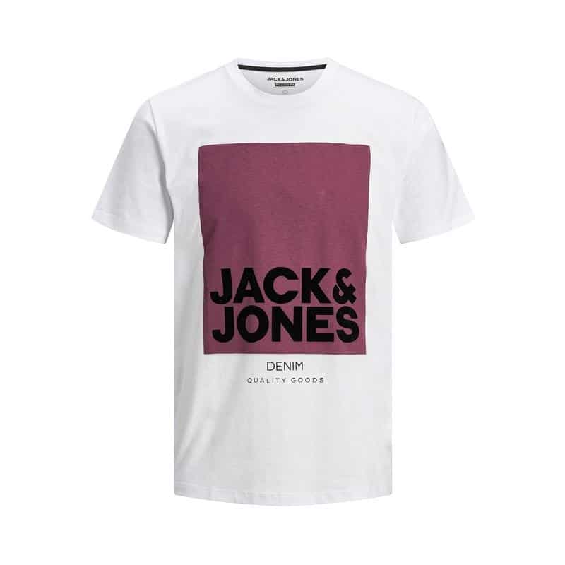 Valkoinen T Paita Logolla JJFRAME TEE JACK & JONES JJFRAME TEE SS CREW NECK-12174787 WHITE - Image 1