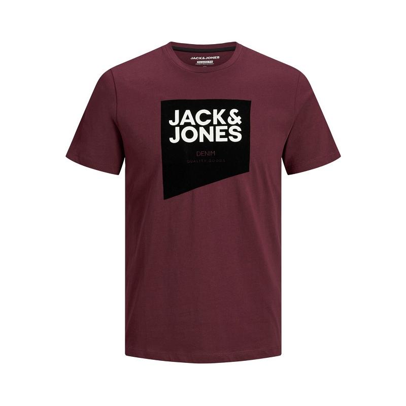 Viininpunainen T Paita Logolla JJFRAME TEE JACK & JONES JJFRAME TEE SS CREW NECK-12174787 PORT ROYALE - Image 1