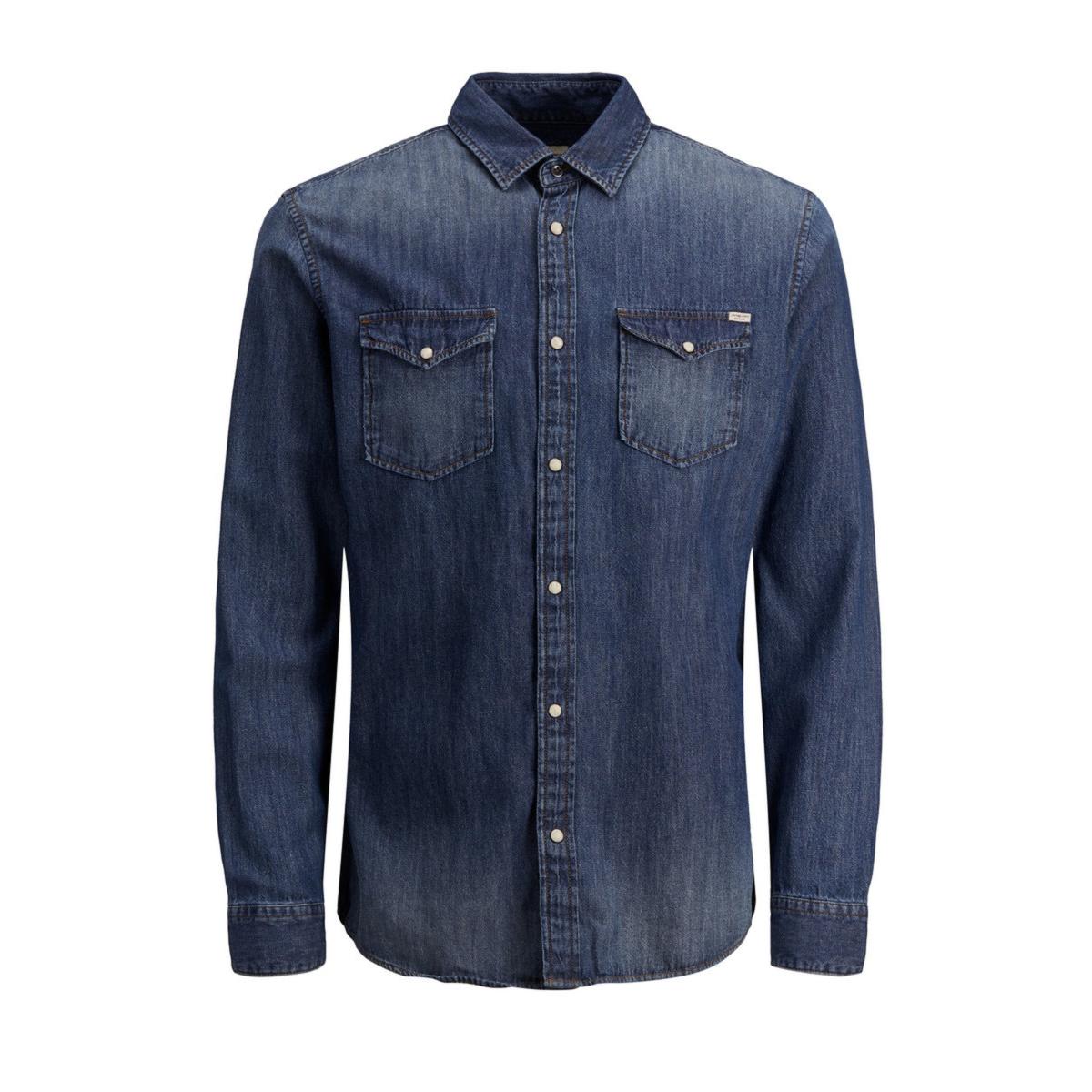 12138115_DarkBlueDenim_628830_001_ProductLarge JACK & JONES JJESHERIDAN SHIRT L/S NOOS - 12138115 DARK BLUE DENIM - Image 1