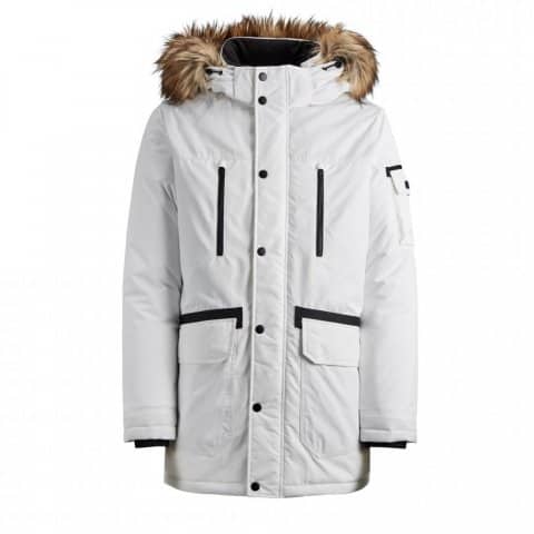 12156093_3077843_front JACK & JONES JCOGLOBE HOODED PARKA - 12156093 OPTIC WHITE - Image 1