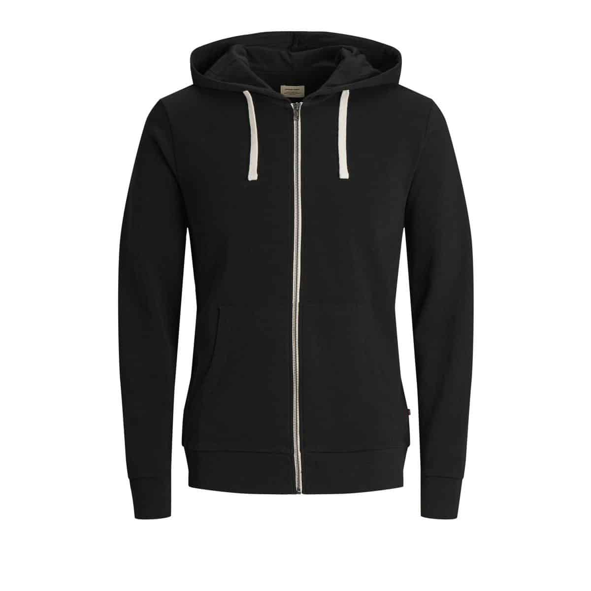 Jj 2819167 Front JACK & JONES JJEHOLMEN SWEAT ZIP HOOD NOOS - 12136884 BLACK - Image 1
