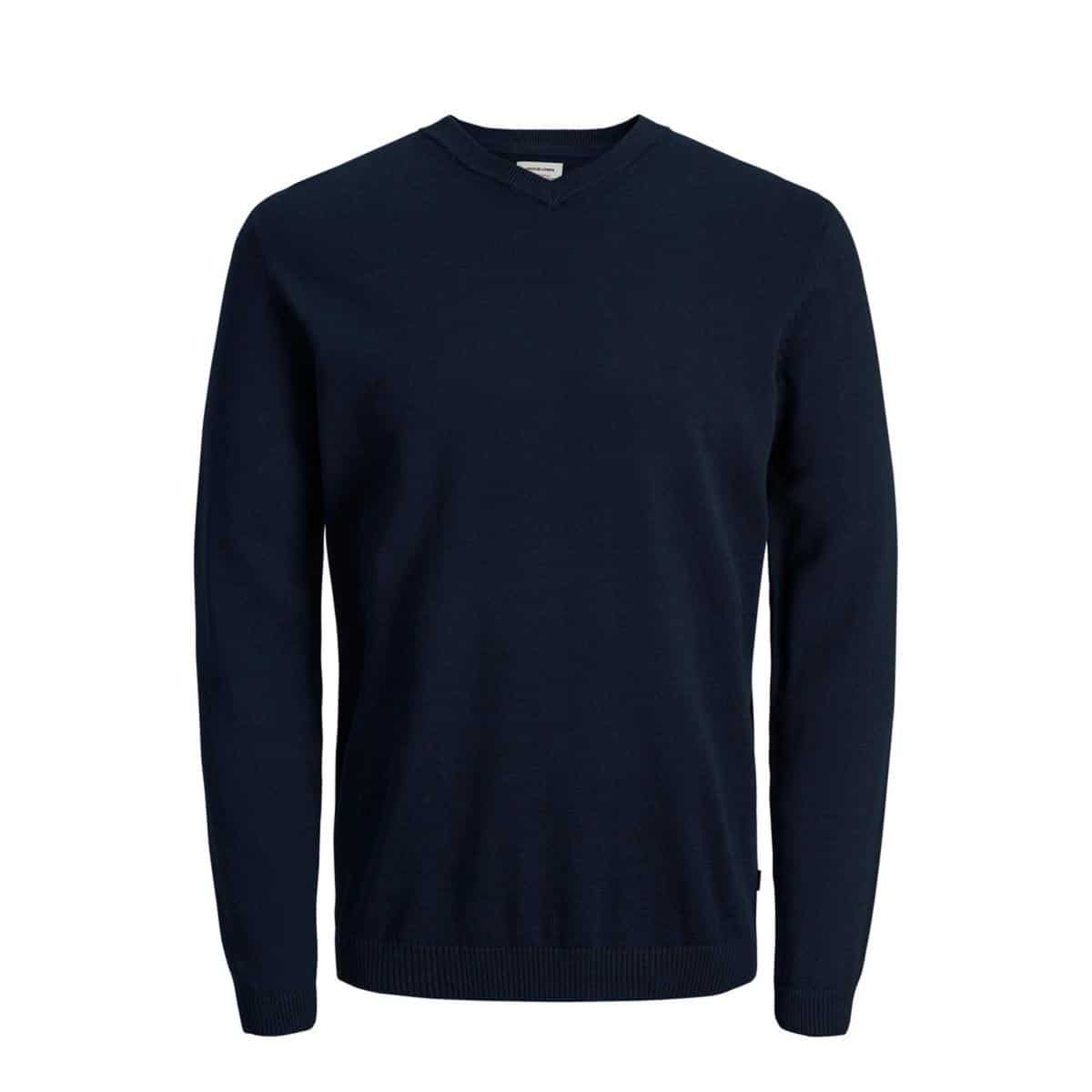 12137194_NavyBlazer_001_ProductLarge JACK & JONES - JJEBASIC KNIT V-NECK NOOS - 12137194 NAVY BLAZER - Image 1