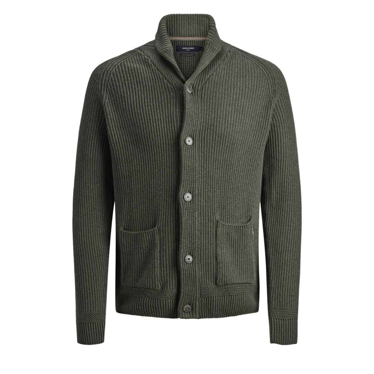 12155421-1-jpg JACK & JONES JPRTERRY KNIT SHAWL NECK CARDIGAN - 12155421 OLIVE NIGHT - Image 1