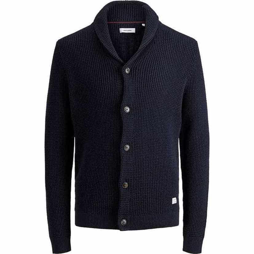 20191126105336_jack_jones_12171250_navy JACK & JONES JPRTERRY KNIT SHAWL NECK CARDIGAN - 12155421 NAVY BLAZER - Image 1