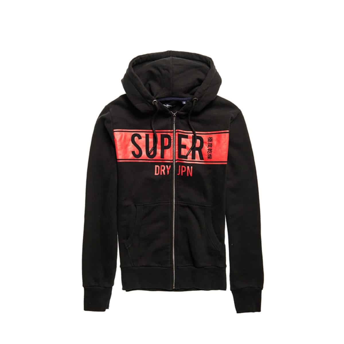 m2010493a_02a_superdry_gardigan_blackred_01 SUPERDRY - SDRY PANEL ZIPHOOD - M2010493A-02A BLACK - Image 1