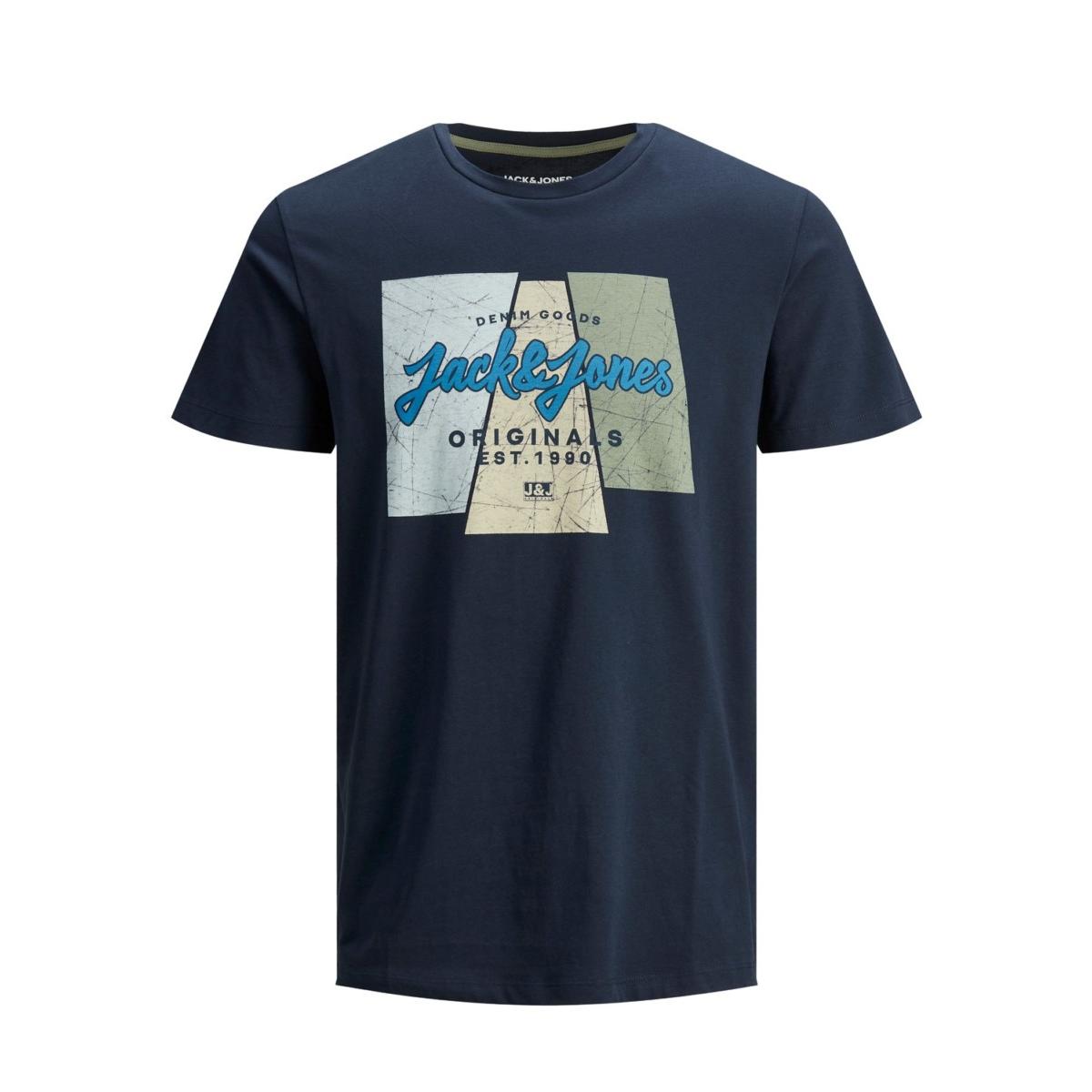 jj__3599561__front JACK & JONES – JORLOGON TEE SS CREW NECK FST - 12186216 NAVY BLAZER - Image 1