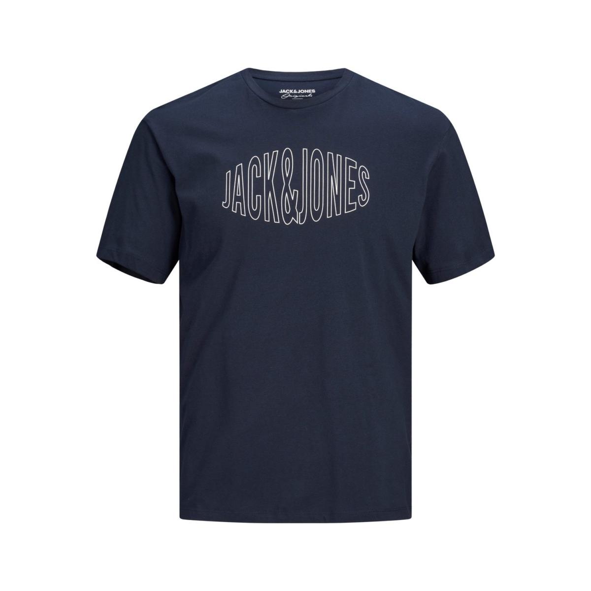 jj__3656826__front JACK & JONES – JORPRESTON BIG TEE SS CREW NECK LTN - 12192589 NAVY BLAZER - Image 1