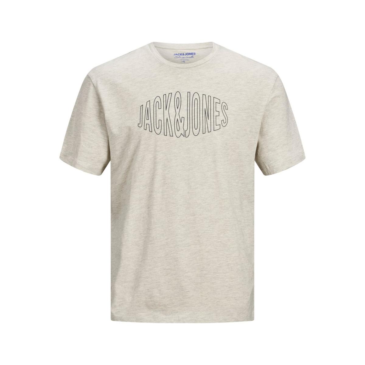 jj__3656828__front JACK & JONES – JORPRESTON BIG TEE SS CREW NECK LTN - 12192589 WHITE MELANGE - Image 1