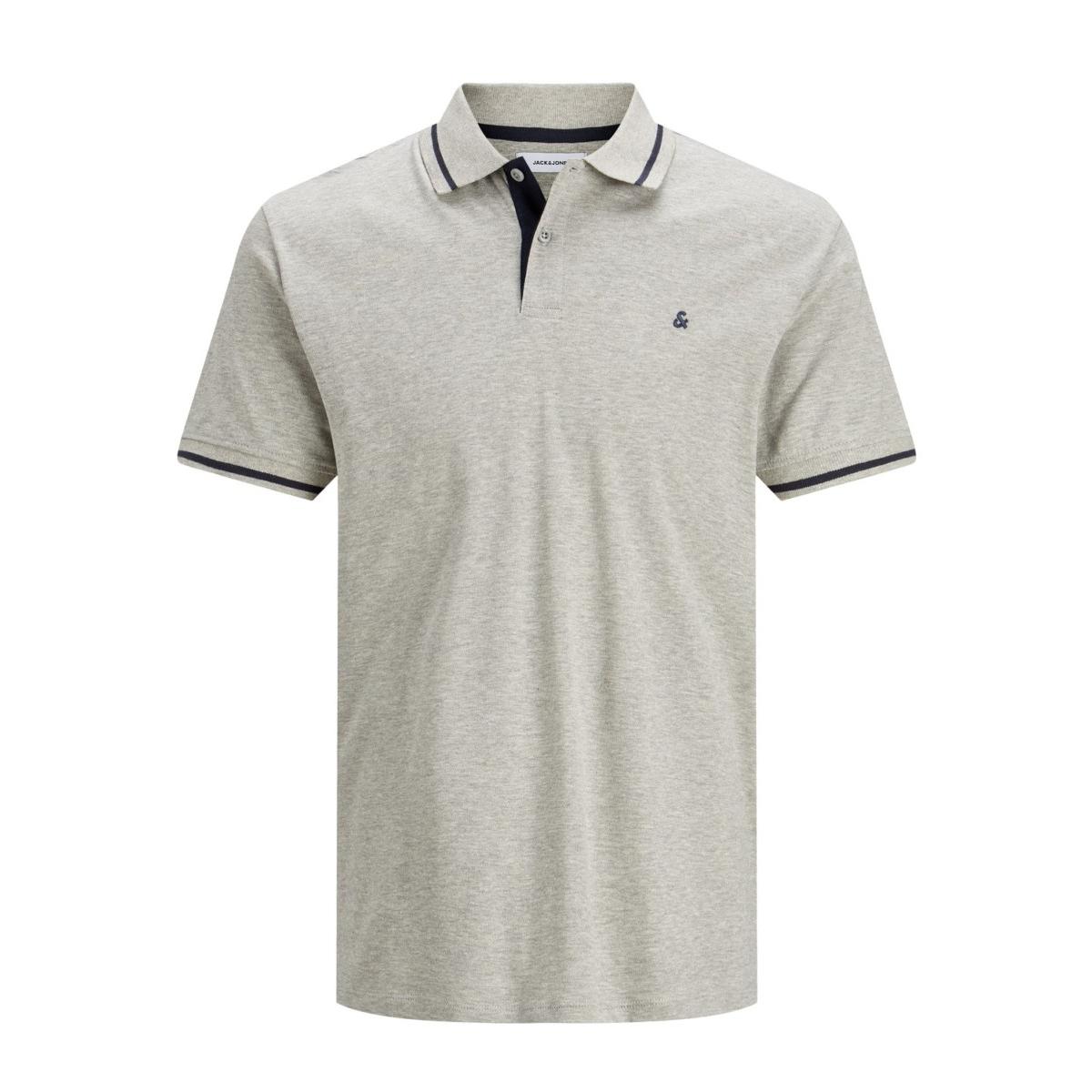jj__3506994__front JACK & JONES - JJEJERSEY POLO SS NOOS - 12180891 LIGHT GREY MELANGE - Image 1
