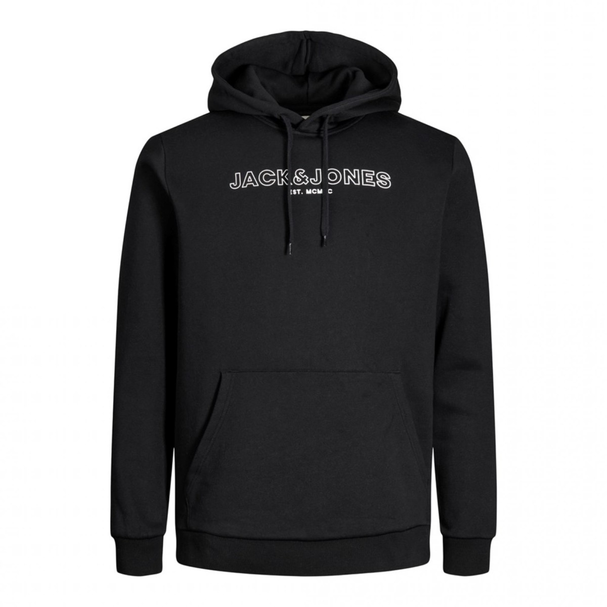 12197196_3729077_front JACK & JONES - JJBANK SWEAT HOOD - 12192093 BLACK - Image 1