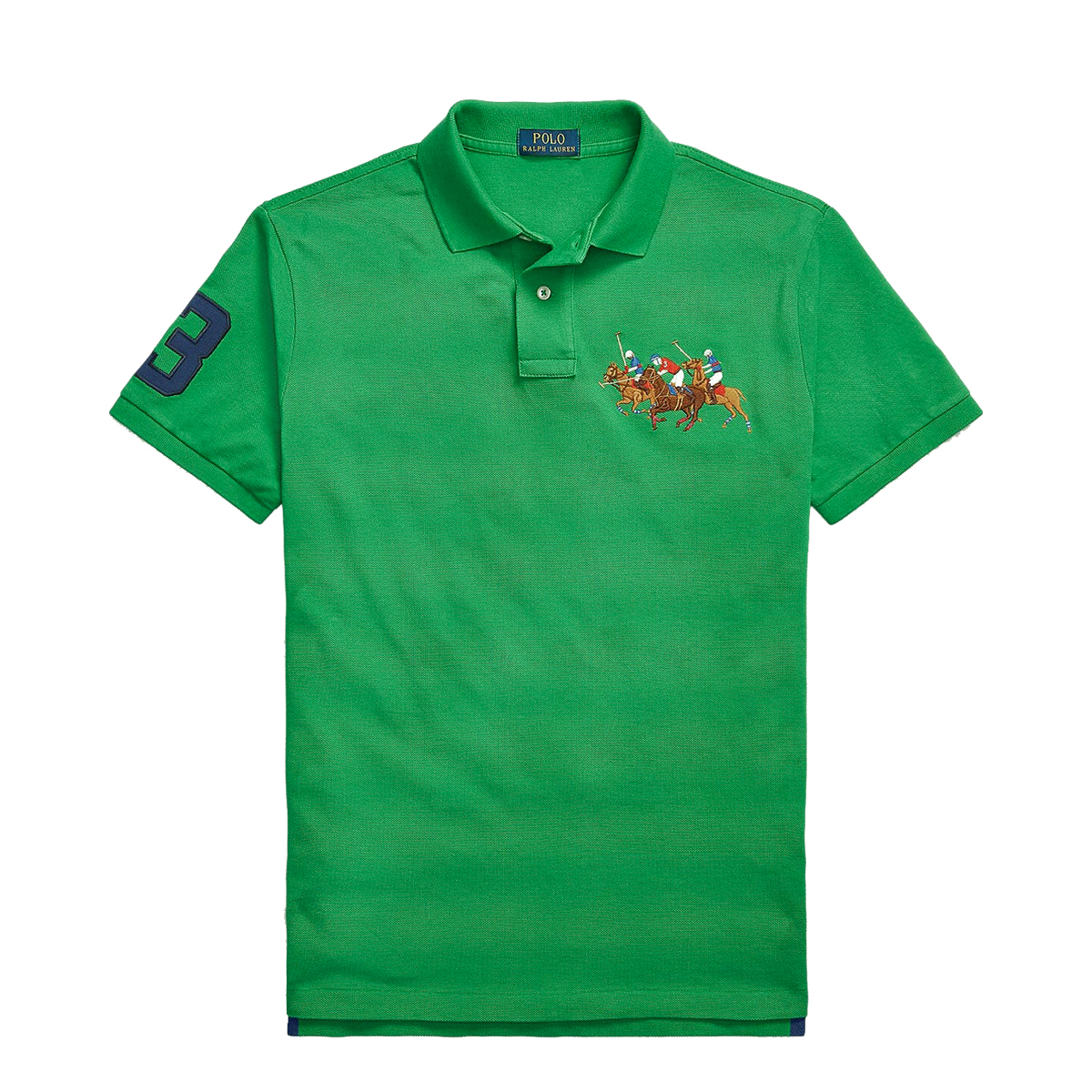 POLO RALPH LAUREN - CUSTOM SLIM FIT TRIPLE-PONY POLO SHIRT - 710814437-021 CRUISE GREEN POLO RALPH LAUREN - CUSTOM SLIM FIT TRIPLE-PONY POLO SHIRT - 710814437-021 CRUISE GREEN - Image 1