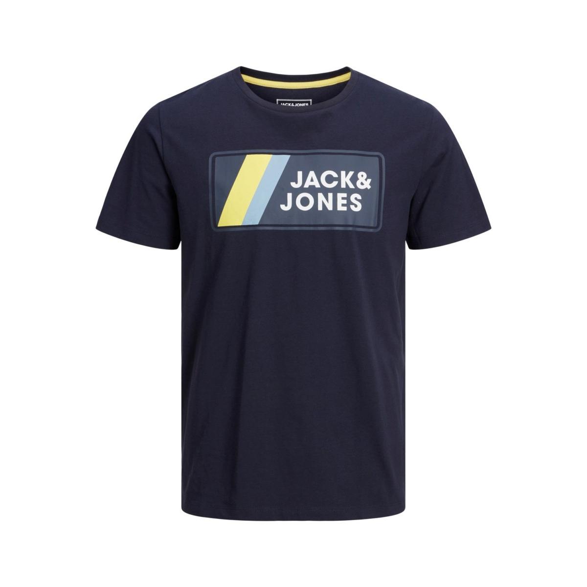 jj__3861822__front JACK & JONES - JCOJAKE TEE SS CREW NECK FST - 12207493 NAVY BLAZER - Image 1
