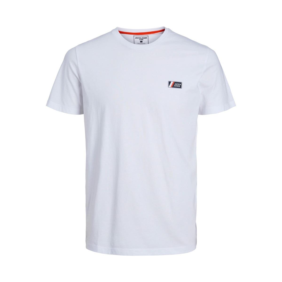 jj__3868011__front JACK & JONES - JCOJAKE BADGE TEE SS CREW NECK FST - 12208432 WHITE - Image 1