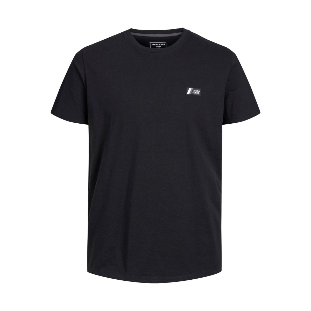 jj__3868012__front JACK & JONES - JCOJAKE BADGE TEE SS CREW NECK FST - 12208432 BLACK - Image 1
