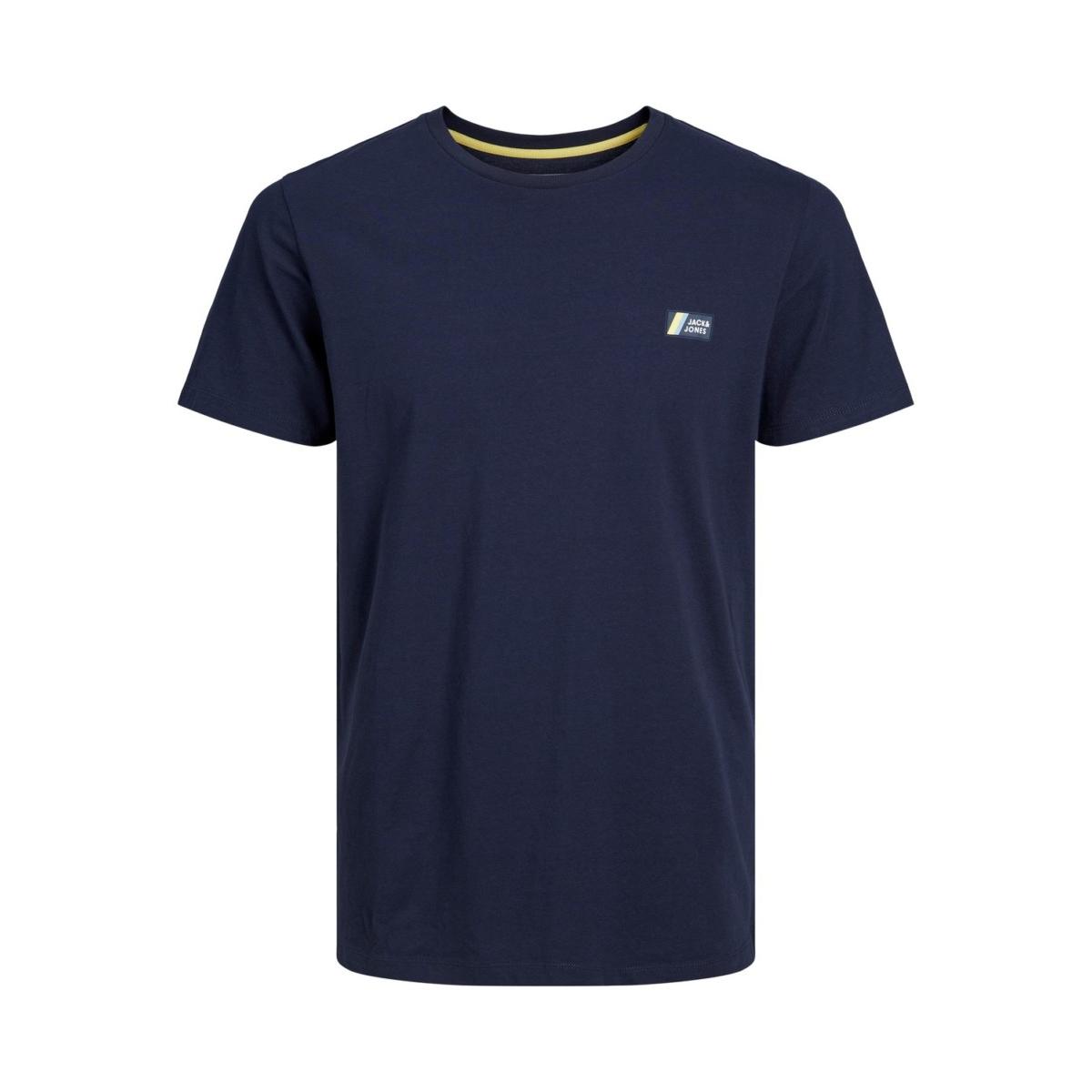 jj__3868015__front JACK & JONES - JCOJAKE BADGE TEE SS CREW NECK FST - 12208432 NAVY BLAZER - Image 1