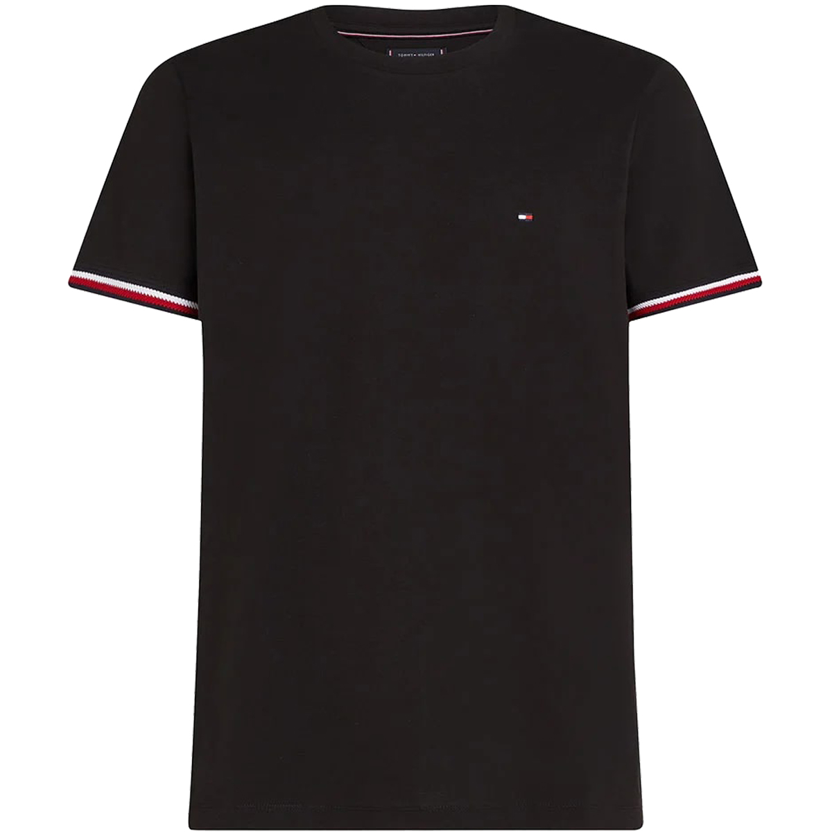 TOMMY HILFIGER - GLOBAL STRIPE CUFF TEE - MW0MW38630-BDS BLACK TOMMY HILFIGER - GLOBAL STRIPE CUFF TEE - MW0MW38630-BDS BLACK - Image 1