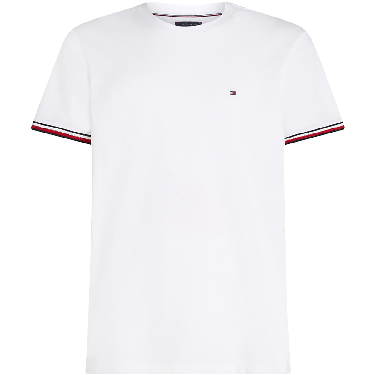 TOMMY HILFIGER - GLOBAL STRIPE CUFF TEE - MW0MW38630-YBR WHITE TOMMY HILFIGER - GLOBAL STRIPE CUFF TEE - MW0MW38630-YBR WHITE - Image 1