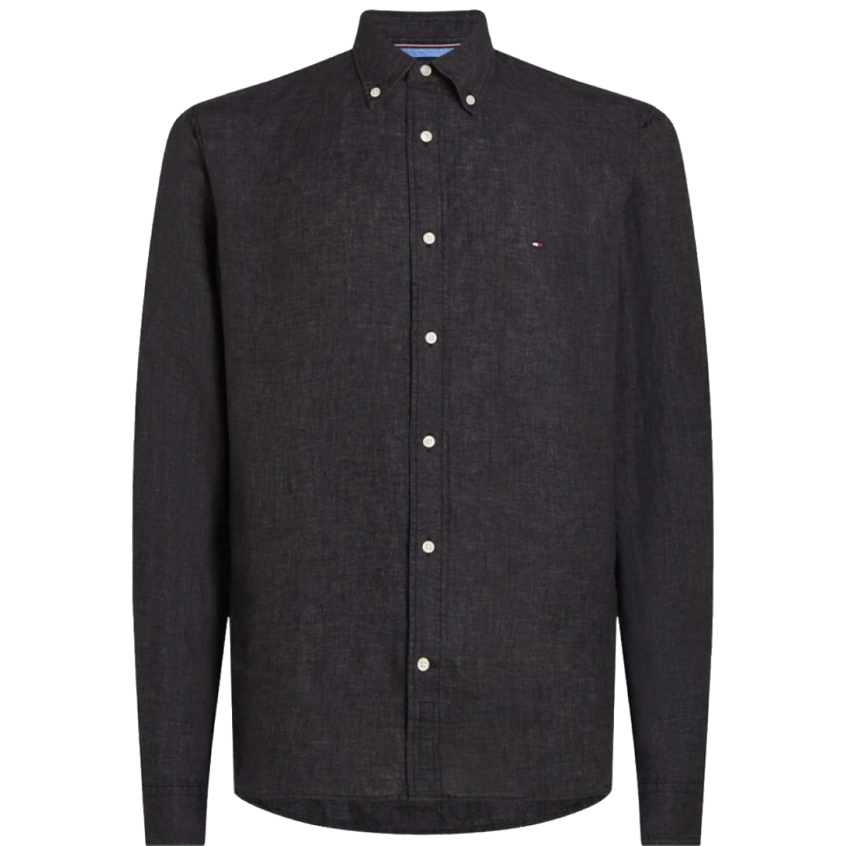 TOMMY HILFIGER - PIGMENT DYED LINEN SOLID RF SHIRT - MW0MW34602-BDS BLACK TOMMY HILFIGER - PIGMENT DYED LINEN SOLID RF SHIRT - MW0MW34602-BDS BLACK - Image 1