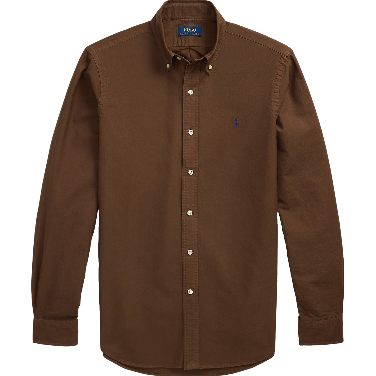 POLO RALPH LAUREN - CUSTOM FIT GARMENT-DYED OXFORD SHIRT - 710805564-065 CHOCOLATE MOUSSE POLO RALPH LAUREN - CUSTOM FIT GARMENT-DYED OXFORD SHIRT - 710805564-065 CHOCOLATE MOUSSE - Image 1