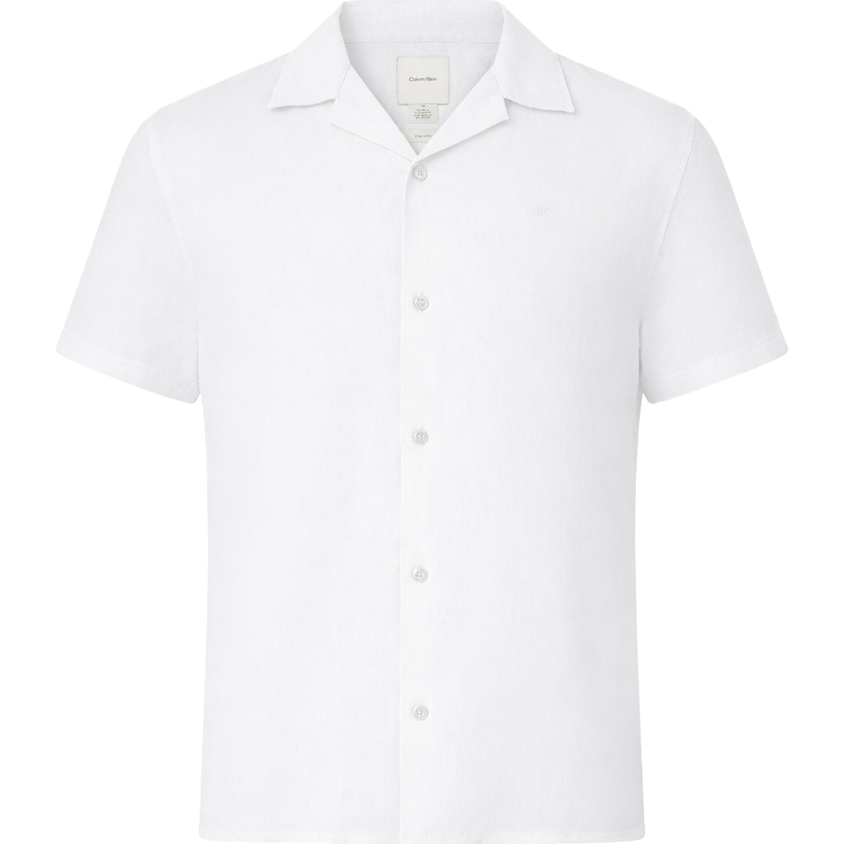 CALVIN KLEIN - SS CAMP COLLAR SOLID LINEN CLASS - LV04LF137G-YAA BRILLIANT WHITE CALVIN KLEIN - SS CAMP COLLAR SOLID LINEN CLASS - LV04LF137G-YAA BRILLIANT WHITE - Image 1