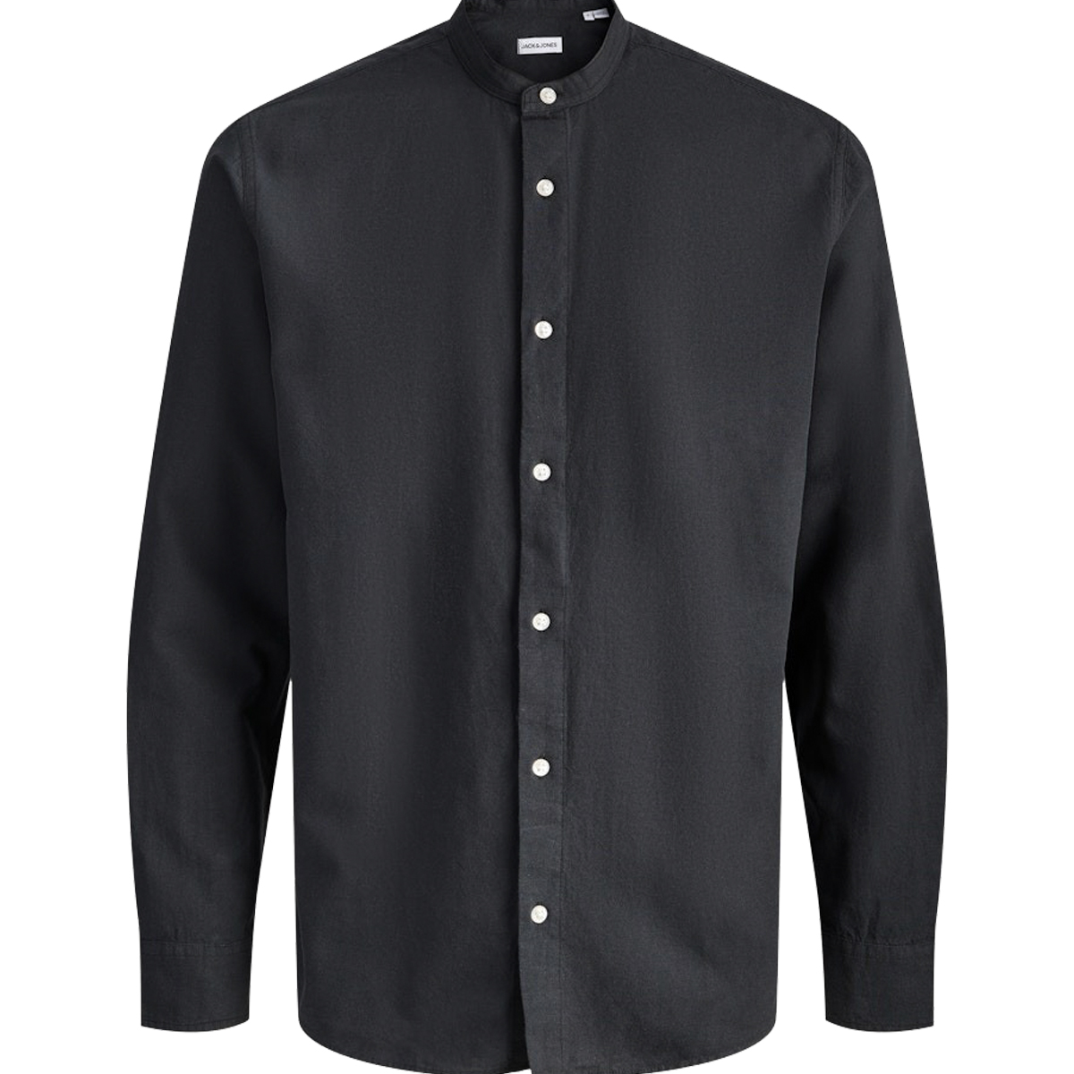 JACK & JONES - JJEBREEZE LINEN BLEND BAND SHIRT LS SN - 12288601 BLACK JACK & JONES - JJEBREEZE LINEN BLEND BAND SHIRT L/S SN - 12288601 BLACK - Image 1