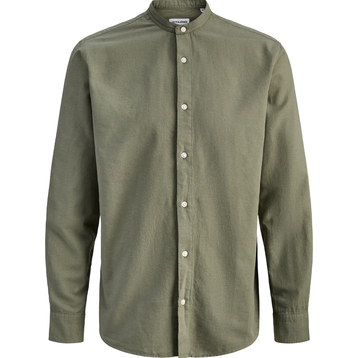 JACK & JONES - JJEBREEZE LINEN BLEND BAND SHIRT LS SN - 12288601 DUSTY OLIVE JACK & JONES - JJEBREEZE LINEN BLEND BAND SHIRT L/S SN - 12288601 DUSTY OLIVE - Image 1