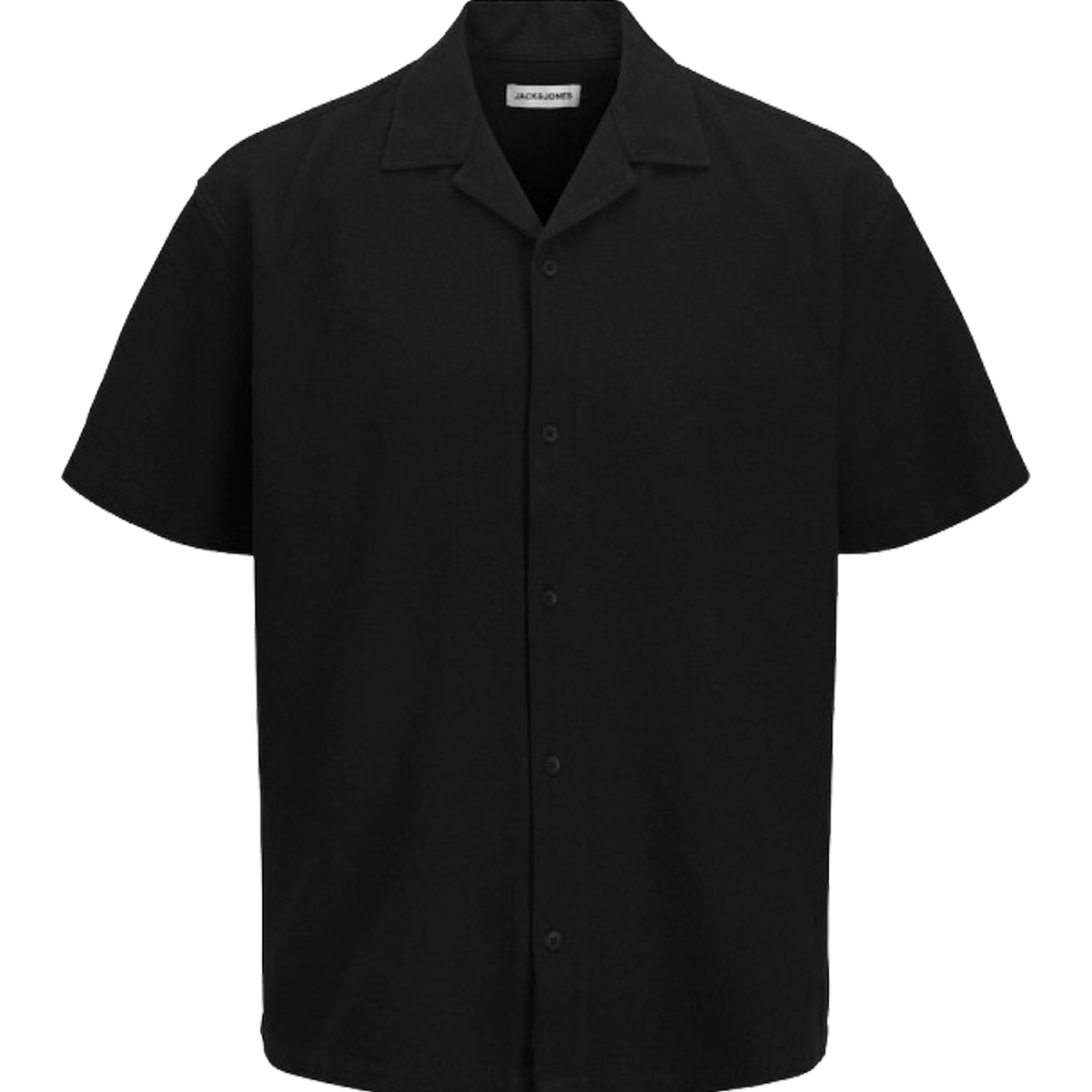 JACK & JONES - JJGLOBAL WAFFLE RESORT SHIRT SS - 12295551 BLACK JACK & JONES - JJGLOBAL WAFFLE RESORT SHIRT SS - 12295551 BLACK - Image 1
